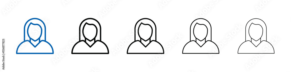 Poster female icon outline vector logo for web ui