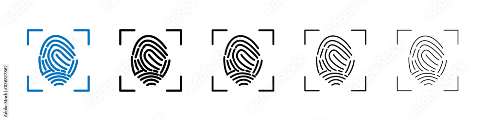 Poster fingerprint icon outline vector logo for web ui