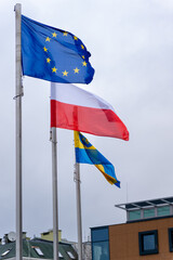 flags of europe poland and ukraine in poland