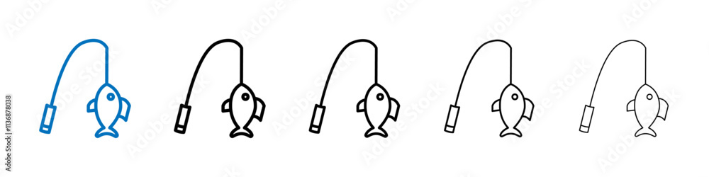 Poster fishing icon outline vector logo for web ui
