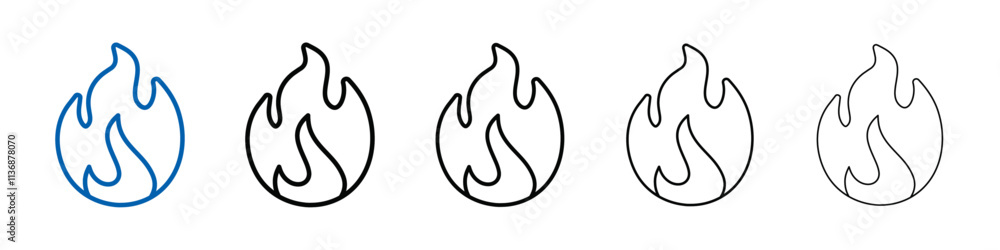 Poster flame fire icon outline vector logo for web ui