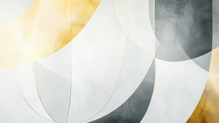 Minimalist Abstract Art with Gold, White, and Gray Tones
