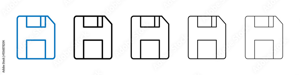 Aufkleber Floppy disk icon Outline vector logo for web ui