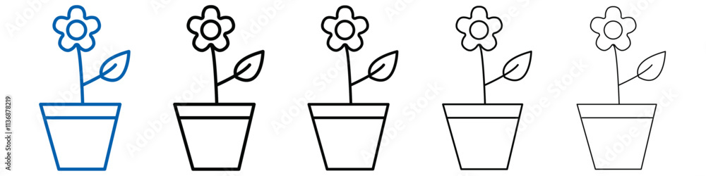 Poster flower in pot icon outline vector logo for web ui