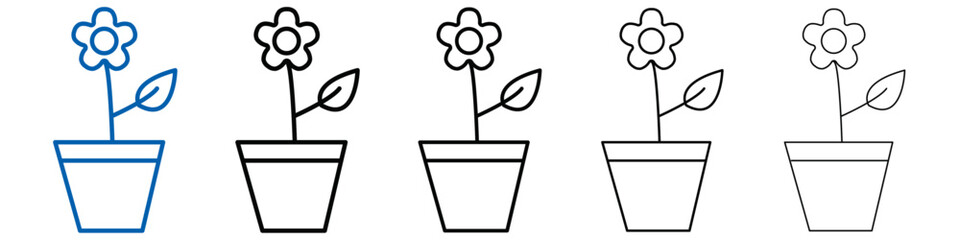 Flower in pot icon Outline vector logo for web ui
