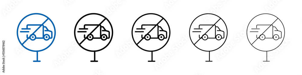 Aufkleber forbidden fast truck icon outline vector logo for web ui