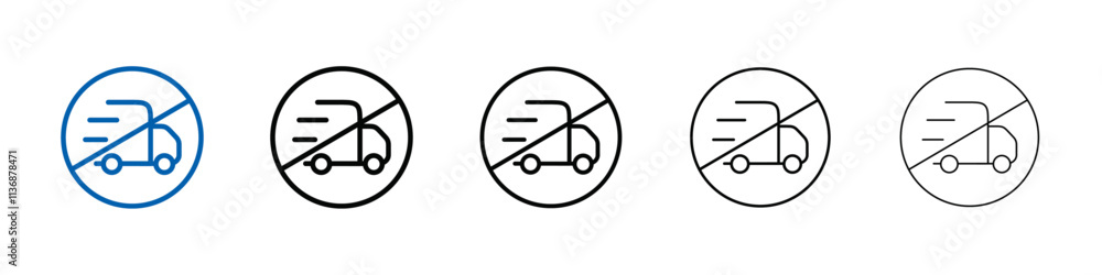 Poster forbidden fast truck icon outline vector logo for web ui