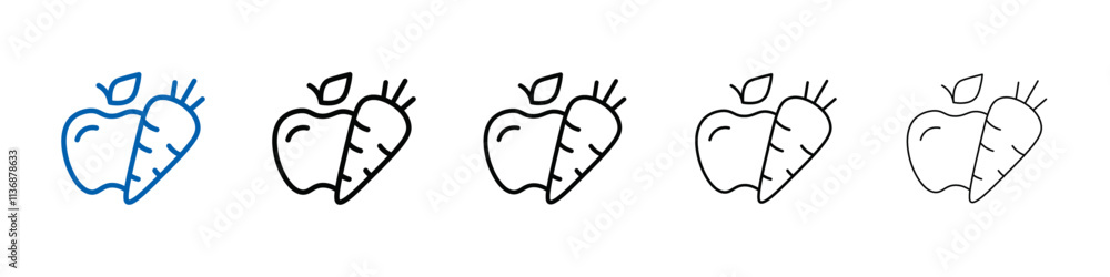 Poster fruits and vegetables icon outline vector logo for web ui