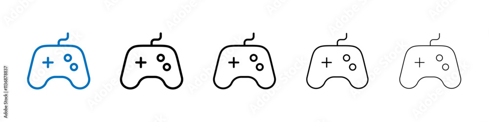 Poster gaming controller icon outline vector logo for web ui