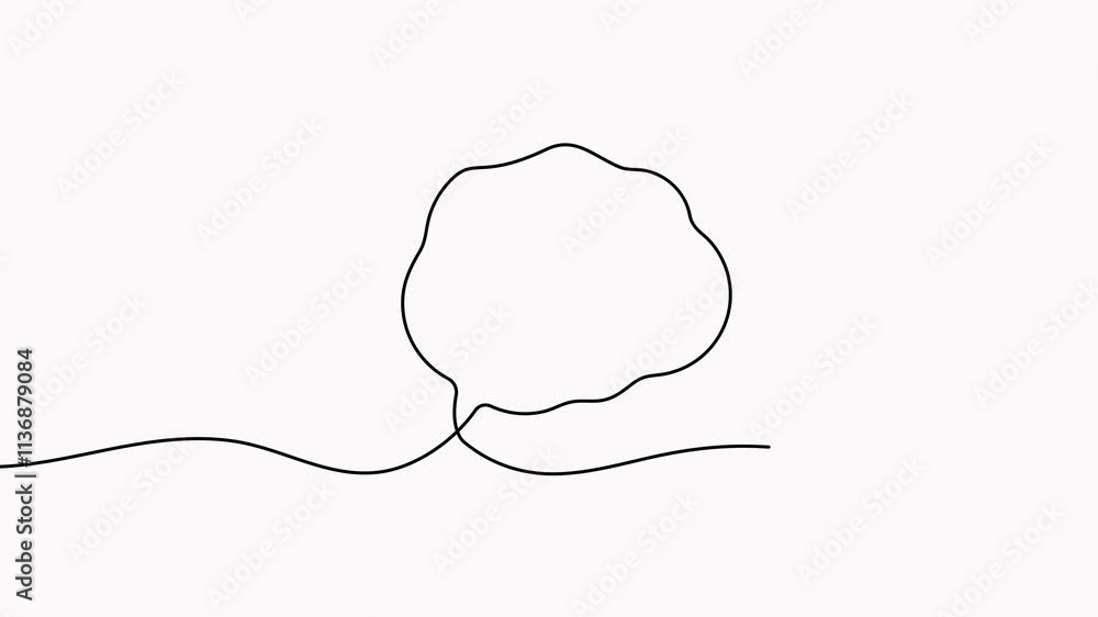 Poster speech bubble continuous one line drawing animation. dialogue sign. chat linear symbol animated vide