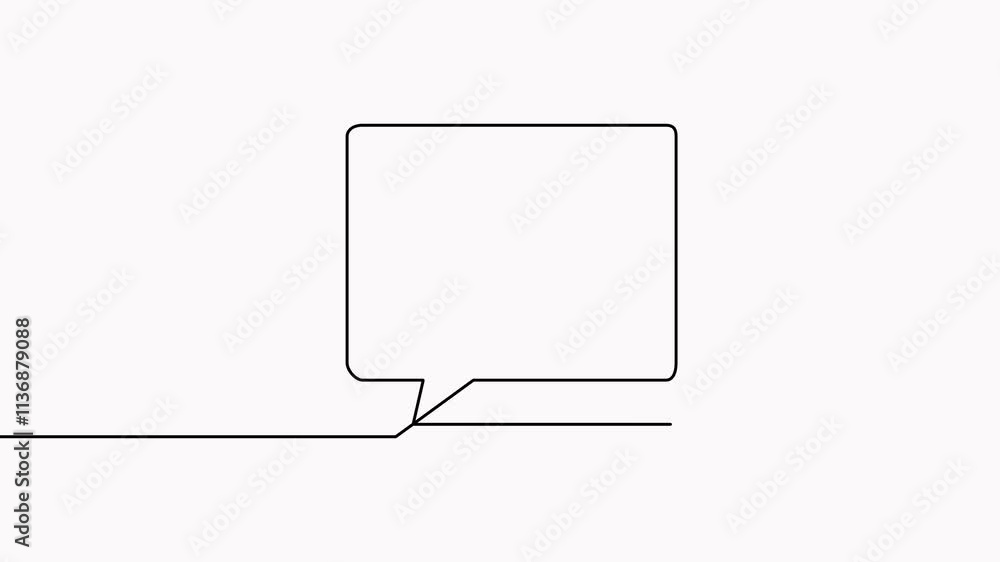 Poster speech bubble continuous one line drawing animation. dialogue sign. chat linear symbol animated vide