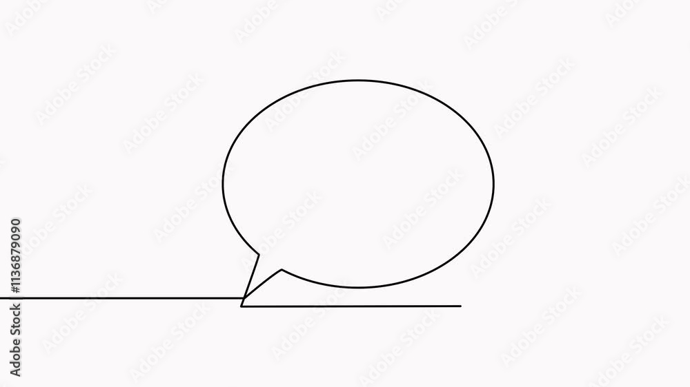 Poster speech bubble continuous one line drawing animation. dialogue sign. chat linear symbol animated vide