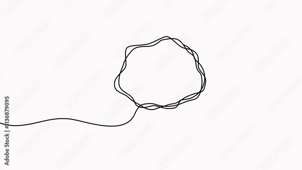 Poster speech bubble continuous one line drawing animation. dialogue sign. chat linear symbol animated vide