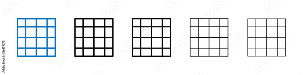 Poster grid icon outline vector logo for web ui
