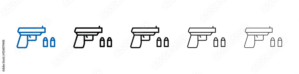 Poster Gun with ammunition icon Outline vector logo for web ui
