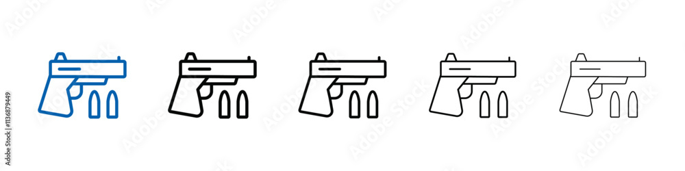 Aufkleber Gun with ammunition icon Outline vector logo for web ui