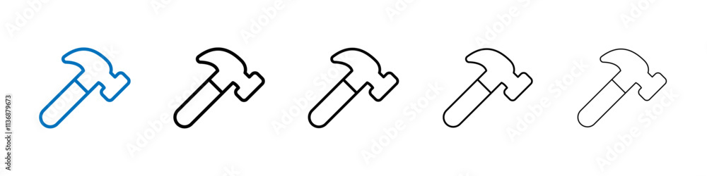 Aufkleber hammer icon outline vector logo for web ui