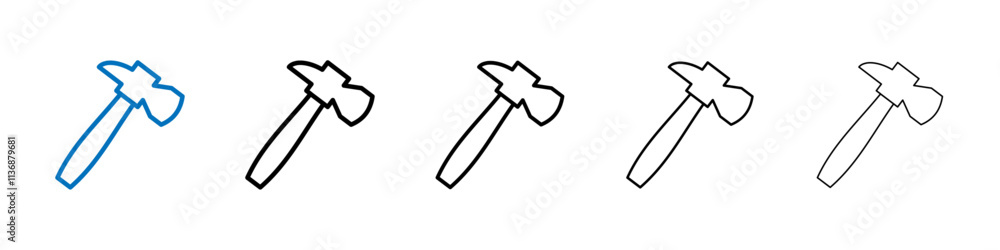 Poster hammer icon outline vector logo for web ui