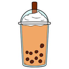 boba drink milk tea illustration hand drawn isolated vector