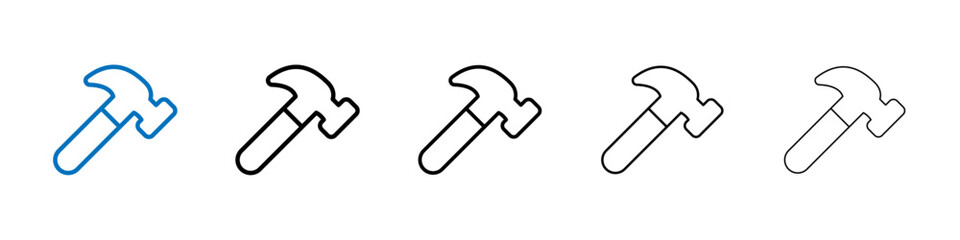 Hammer icon Outline vector logo for web ui
