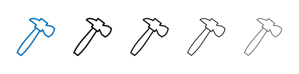 Hammer icon Outline vector logo for web ui