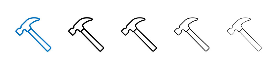 Hammer icon Outline vector logo for web ui