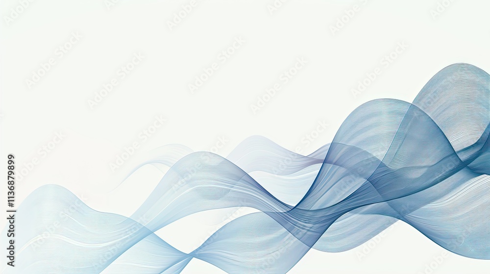 Poster abstract waves in blue tones creating a serene and modern background.