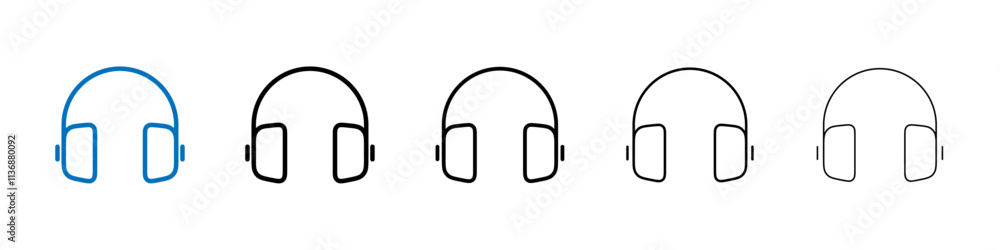 Poster headphones icon outline vector logo for web ui