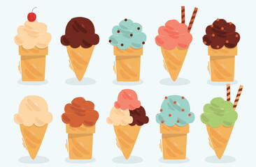 Ice Cream Set Vector Illustration 