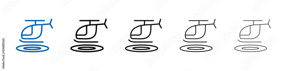 Poster helicopter helipad icon outline vector logo for web ui