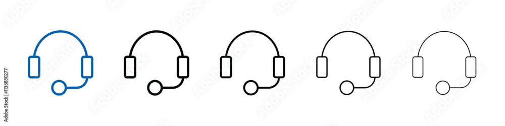 Poster helpdesk headphone icon outline vector logo for web ui