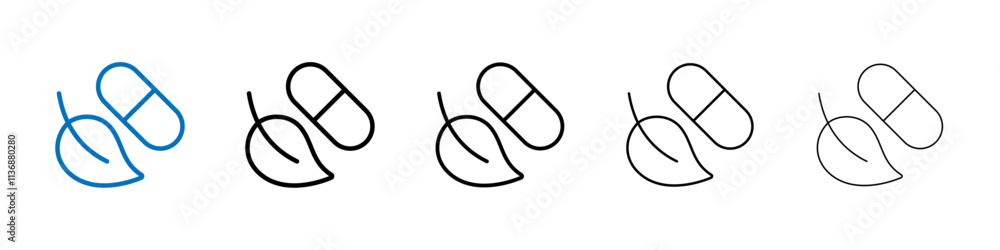 Poster herbal capsule icon outline vector logo for web ui