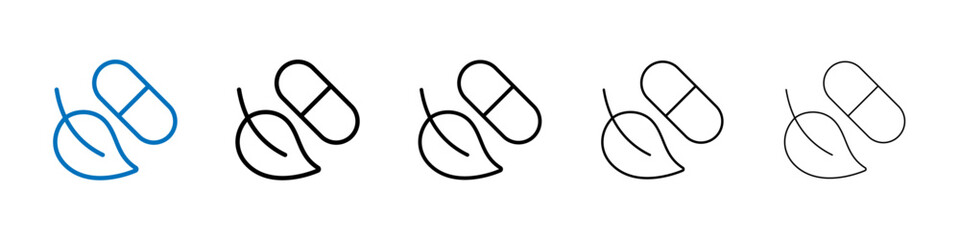Herbal Capsule icon Outline vector logo for web ui