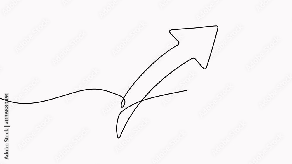 Poster arrow up continuous line drawing animated video.