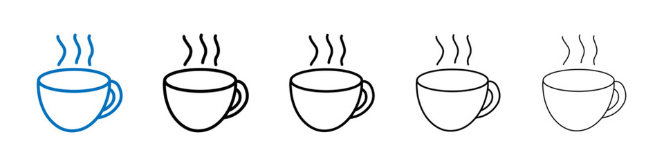 Hot coffee cup icon Outline vector logo for web ui