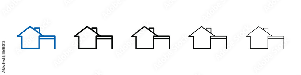 Poster house with garage icon Outline vector logo for web ui