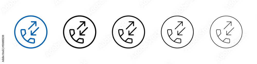 Poster incoming outgoing phone call icon outline vector logo for web ui