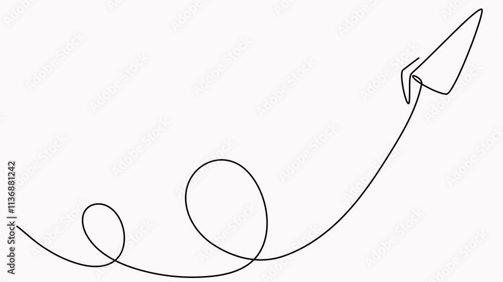 Poster paper airplane flight continuous line drawing animated video.