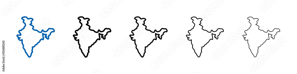 Poster indian map icon outline vector logo for web ui