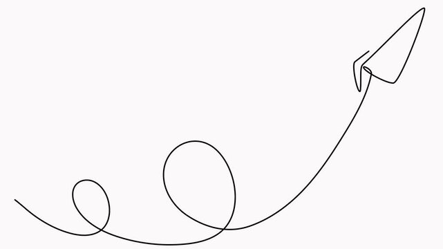 Paper airplane flight continuous line drawing animated video.