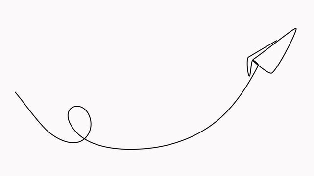 Paper airplane flight continuous line drawing animated video.