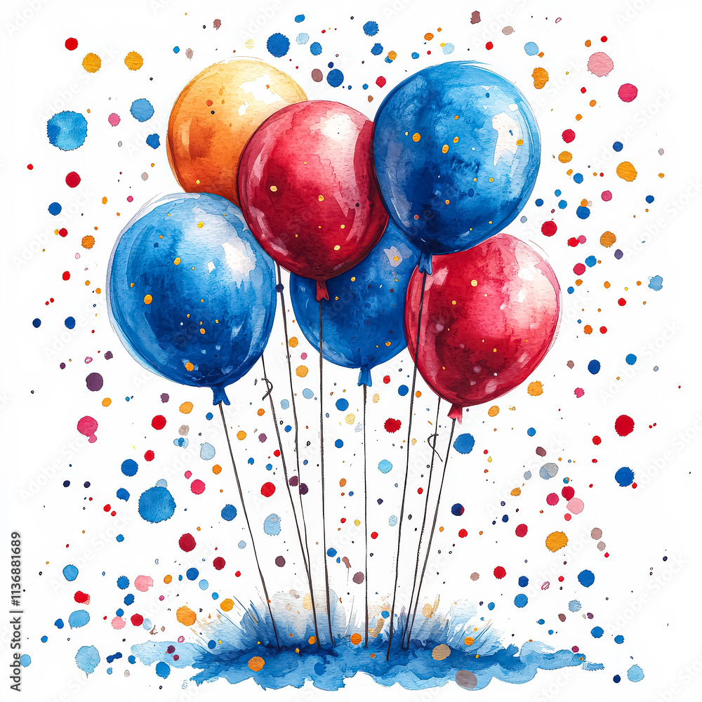 Poster bunch of colorful balloons are floating in the air, creating a festive