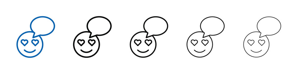 Lady Love Smiley Message icon Outline vector logo for web ui