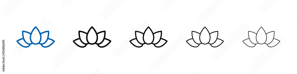 Poster lotus icon outline vector logo for web ui