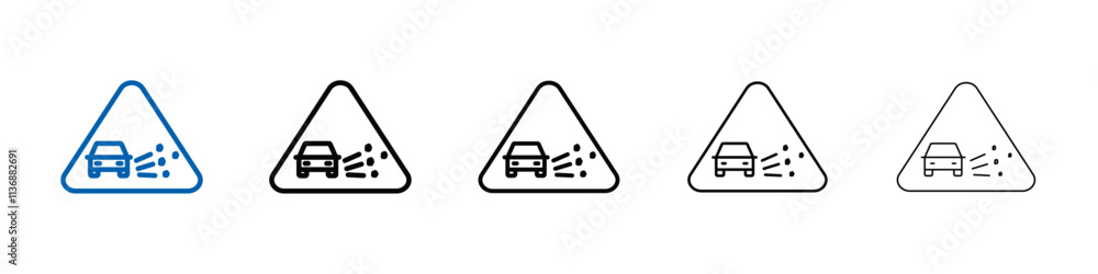Poster loose chippings roadworks sign icon outline vector logo for web ui