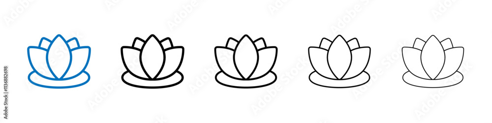 Poster lotus icon outline vector logo for web ui