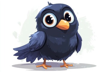 Cute little cartoon bird character standing proudly