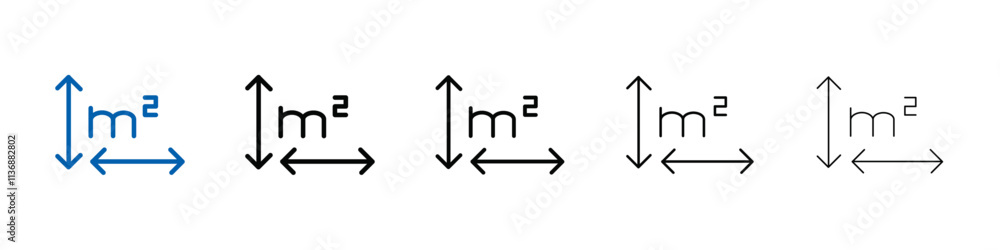 Aufkleber m2 area unit icon Outline vector logo for web ui
