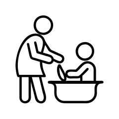 parent and child baking together icon, parent and child baking together vector.