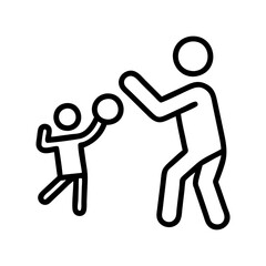 parent and child playing catch icon, parent and child playing catch vector.